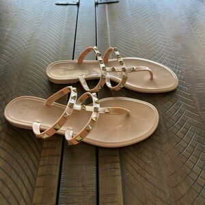 Women's Beige Studded Sandals
